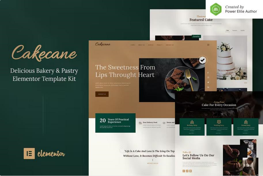 CAKECANE – CAKE & PASTRY ELEMENTOR TEMPLATE KIT